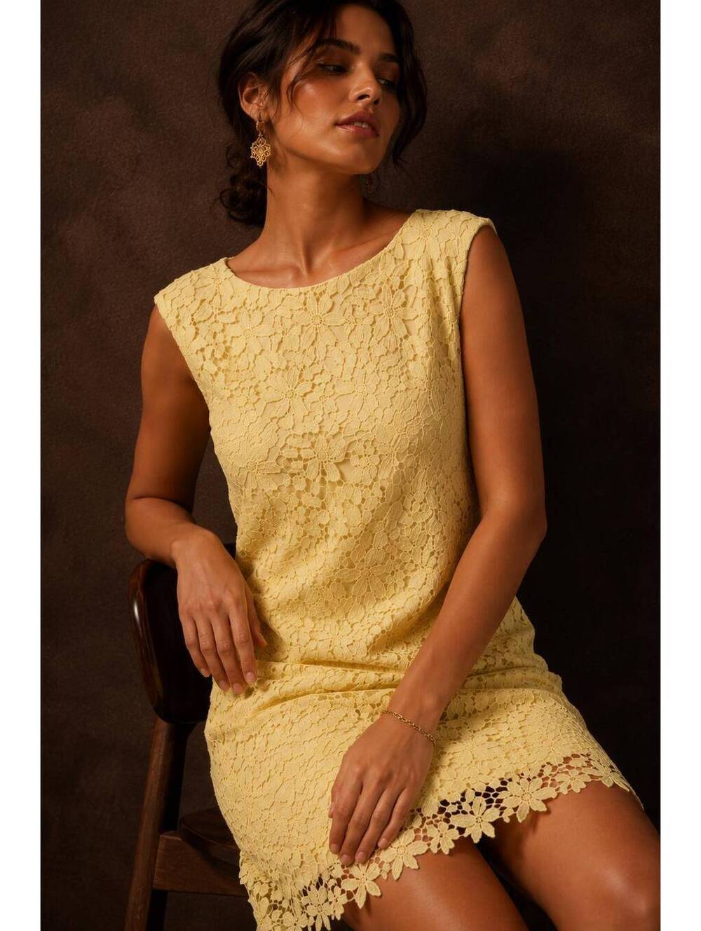 NWT Lauren Ralph Lauren Women's Yellow Lace Sheath Dress Size 16W